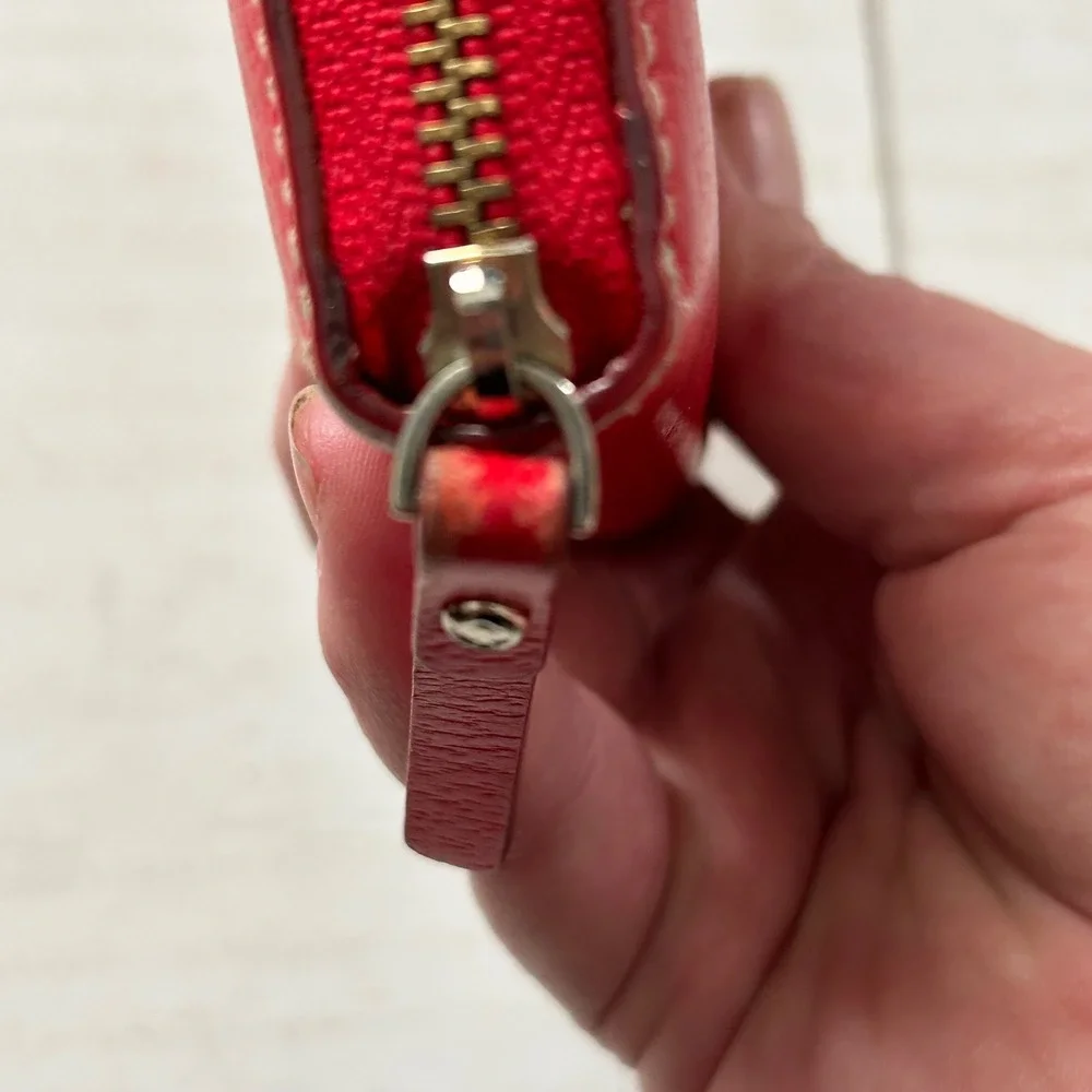 Kate Spade New York Red‎ Leather Zip Around Small Wallet Card Holder